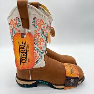Corral Embroidery Hydro Resist Polycarbonate Security Western Safety Toe Boots 7